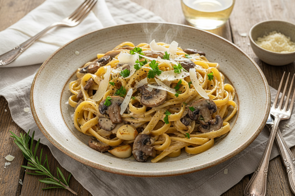 Creamy Mushroom & Garlic Pasta