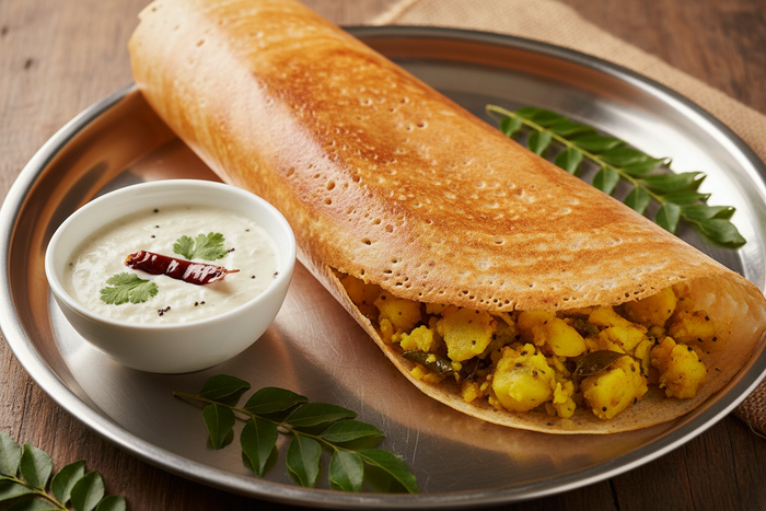 Masala Dosa with Coconut Chutney